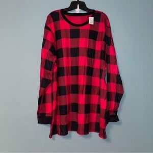 The Place Long Sleeve Plaid Cotton Sleep Shirt Size XXL